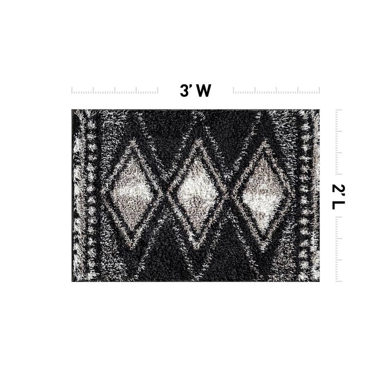 Geometric Grid Shag Rug - Anthracite Dark Gray - Medium Pile - Durable for Living Room, Bedroom, or Entryway