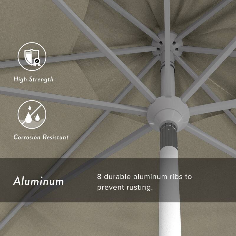 California Umbrella 11' Golden State Series Patio Umbrella White Aluminum Frame Crank Lift Collar Tilt Pacifica Pacific Blue