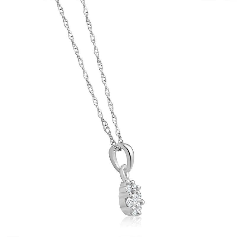 Small Pave Real Diamond Pendant White Gold 18" Women's Necklace