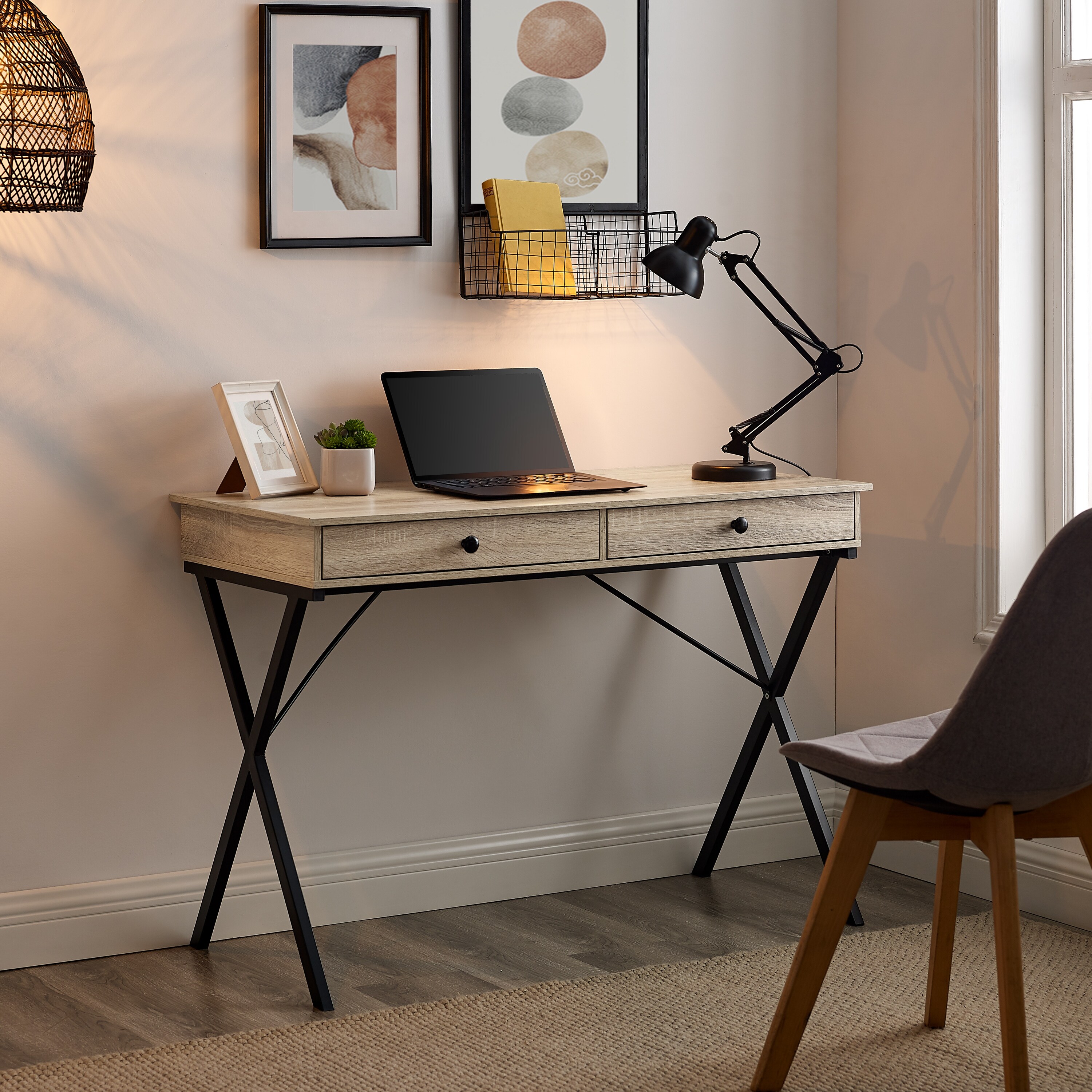 pine colored desk