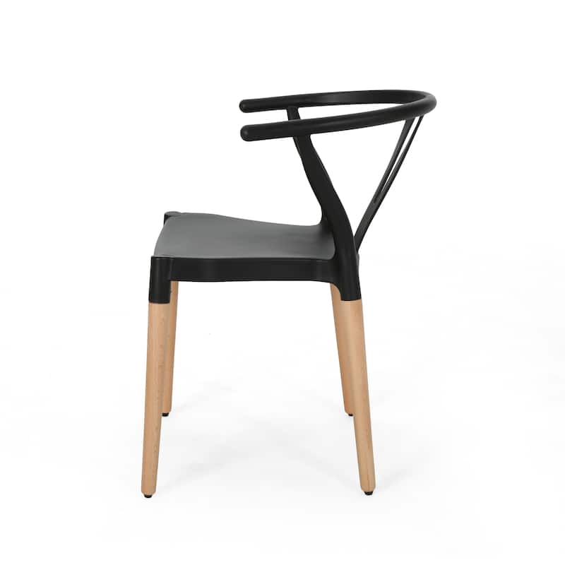 Modern Outdoor Set of 2 Dining Chairs with Crossback Design Wooden Legs, for Dining Room Living Room Balcony and Patio
