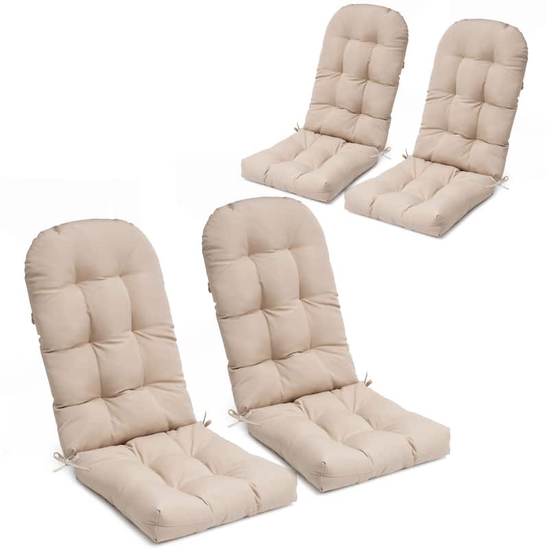 Adirondack Style Patio Outdoor Chair Cushion for Adirondack Chair or Lounge Rocking Chair - See picture - 4-Piece Set, Beige