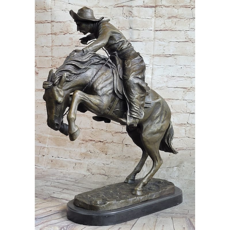 Frederic Remington Bronco Buster Bucking Horse Western Americana Bronze Statue