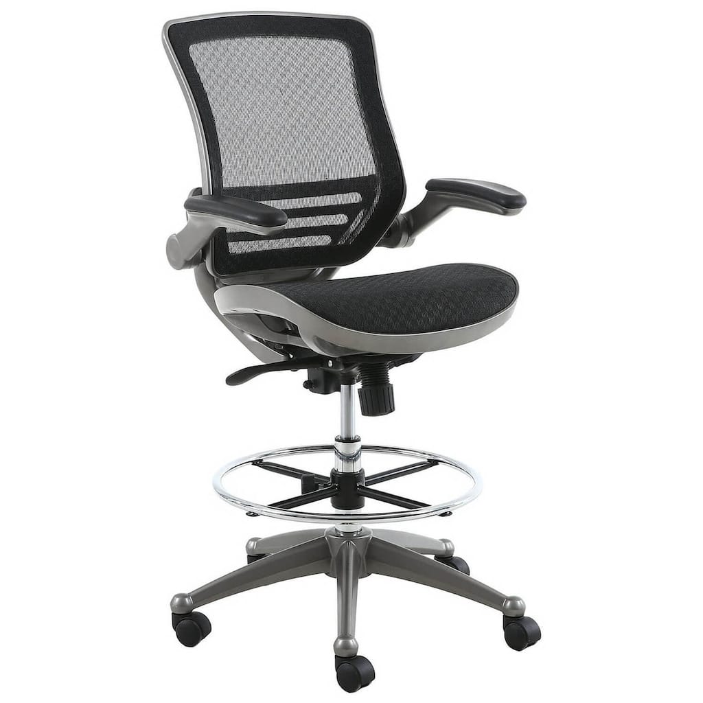 Heavy Duty Mesh Drafting Chair with Gunmetal Frame, Breathable Seat, Adjustable Height and Rolling Base