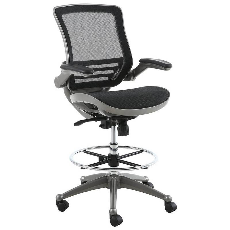 Heavy Duty Mesh Drafting Chair with Gunmetal Frame, Breathable Seat, Adjustable Height and Rolling Base