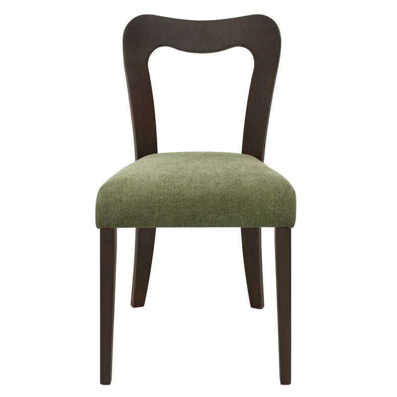 Set of 2 Modern Dining Chairs with Rubberwood Frame and Upholstered Seats - Open Back Armless Design