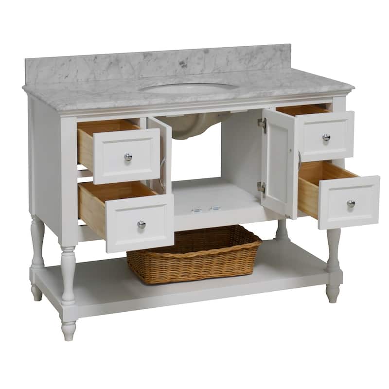 KitchenBathCollection Beverly 48" BathroomVanity w/ Carrara Marble Top