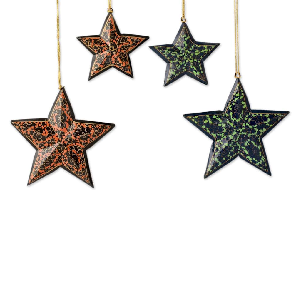 Novica Handmade Starry Night Wood Christmas Ornaments (Set Of 4) - 12 cm H x 12 cm W x 1 cm D