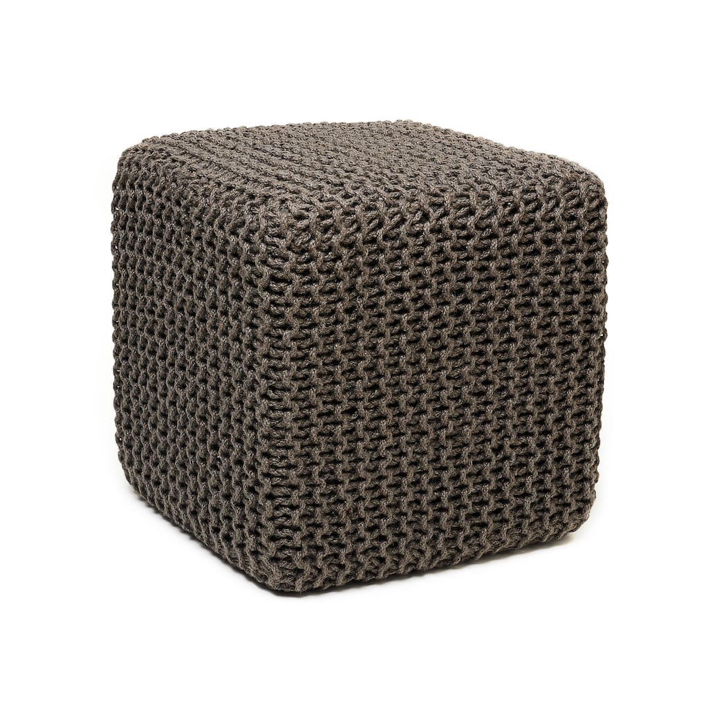 Jana Grey Jute Pouf Cube Ottoman