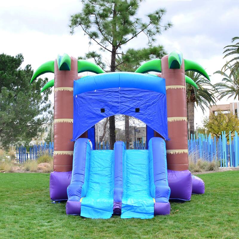 HeroKiddo Enchanted Forest Commercial Grade Inflatable Bounce House Water Slide Combo with Air Blower, Lightweight, Outdoor Fun