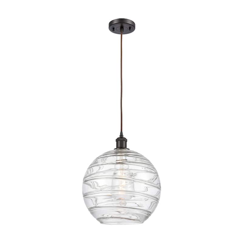 Innovations Lighting Ballston Athens Deco Swirl - 1 Light 12" Cord Hung Mini Pendant - Oil Rubbed Bronze