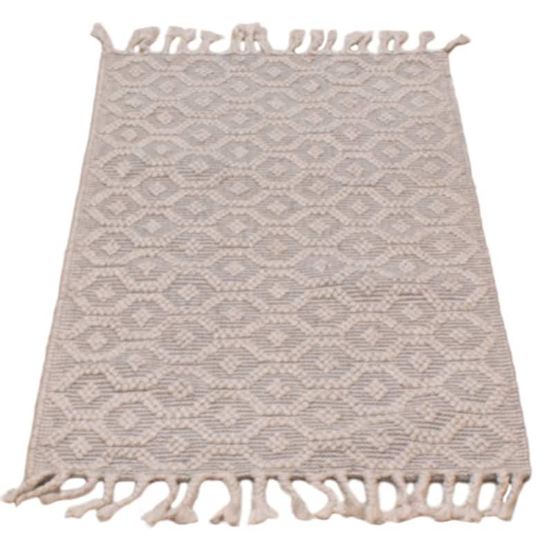 ECARPETGALLERY Braid weave Sienna Cream Wool Rug - 3'0 x 5'0