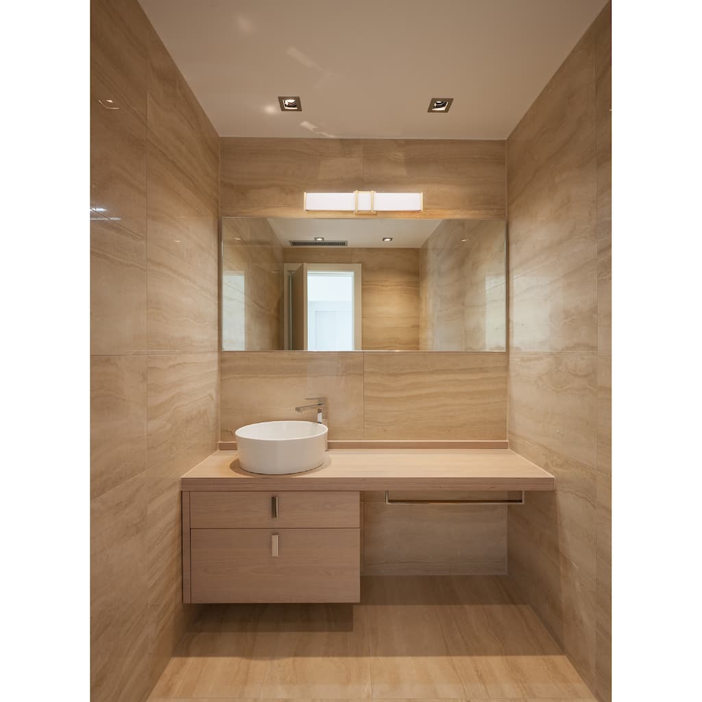 Eglo Tomero LED Vanity Light w/ Brushed Gold Finish and Acrylic Shade