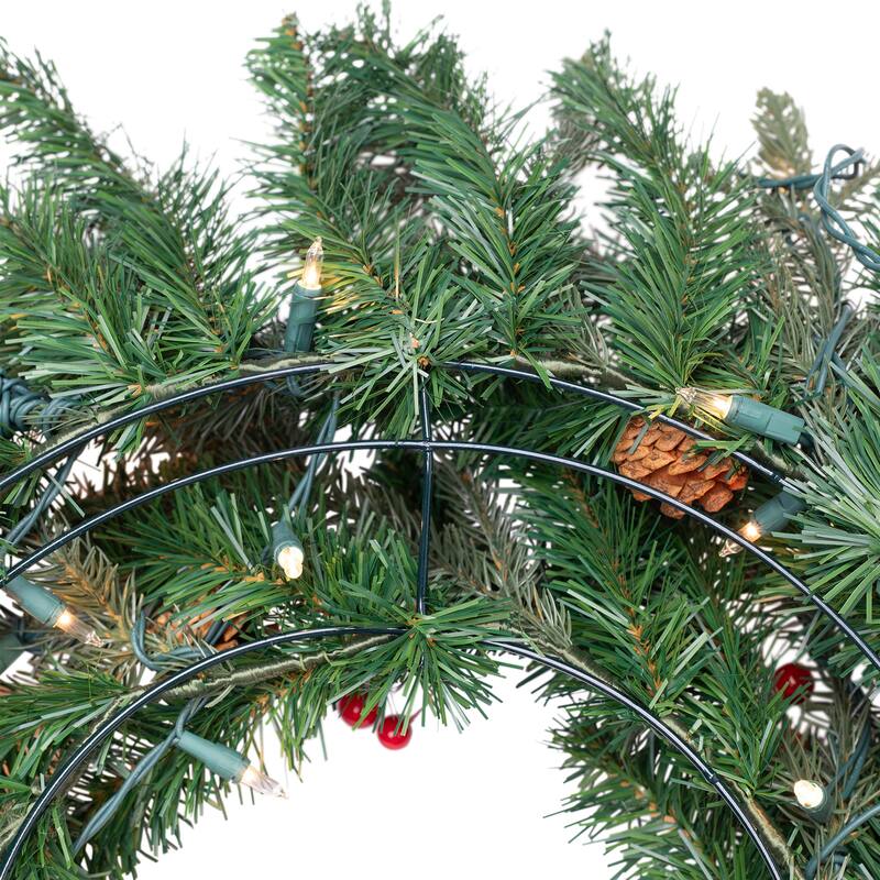 Real Touch™ Pre-Lit Mixed Noble Spruce Wreath - 24" - Clear Lights