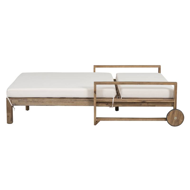 Farmhouse Acacia Wood Sunbed with Adjustable Backrest