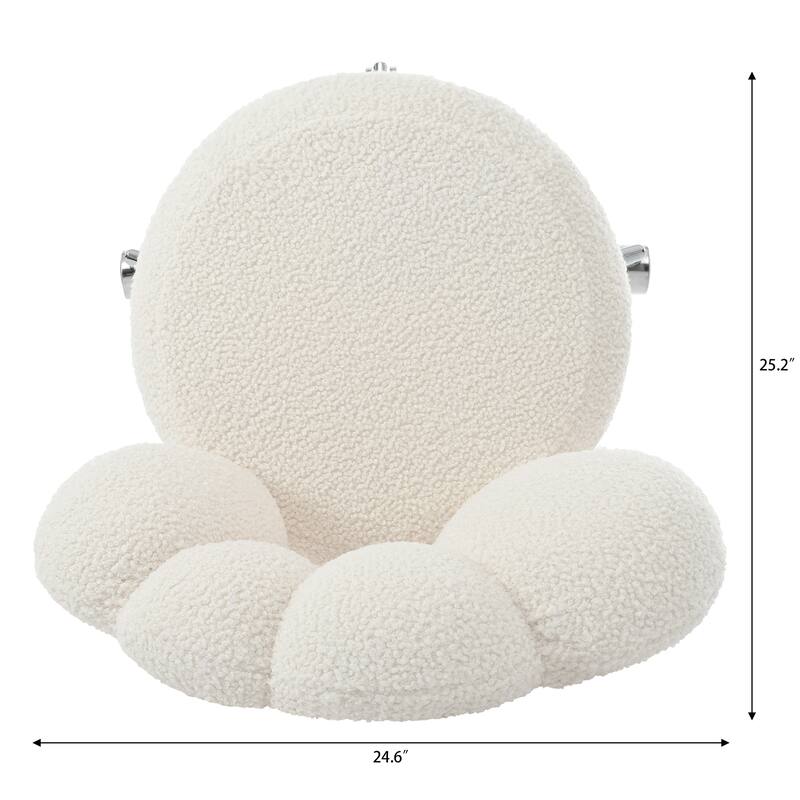 White Modern 24.6" Upholstered 360° Swivel Accent Chair with Five Durable Casters and High-Density Soft Sponge