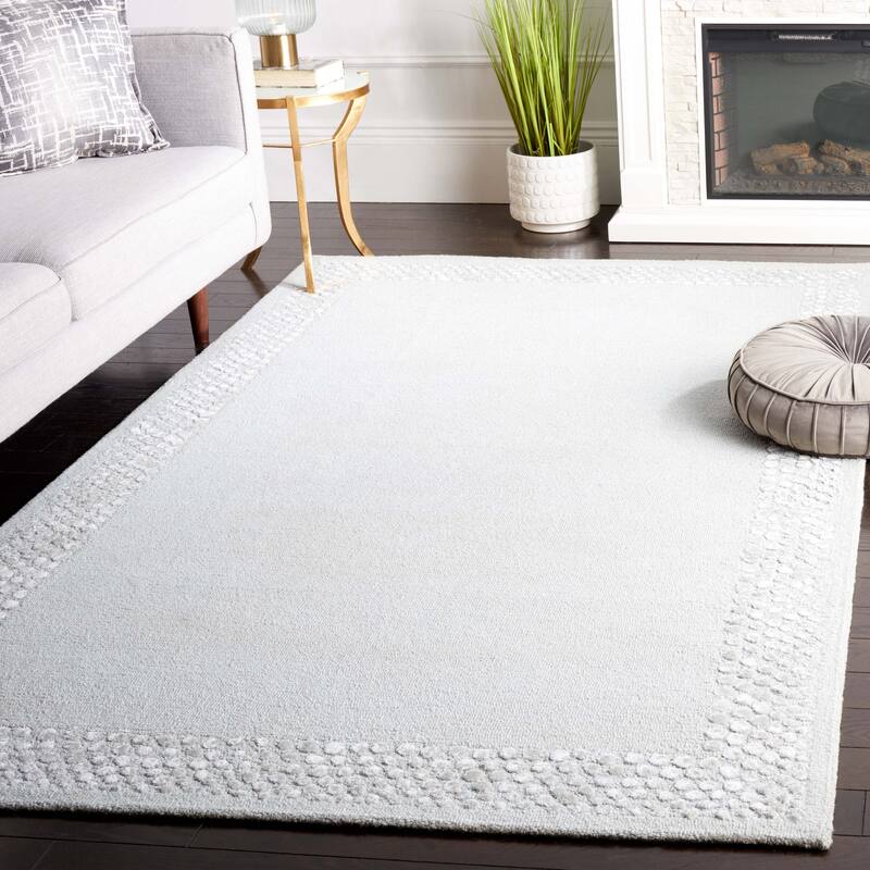 SAFAVIEH Handmade Glamour Printed Border Viscose Rug - 5' x 8' - Light Grey