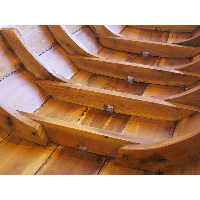 Small South East Asia Sampan Boat Teal Bottom Thuyen Ba La Tam Ban