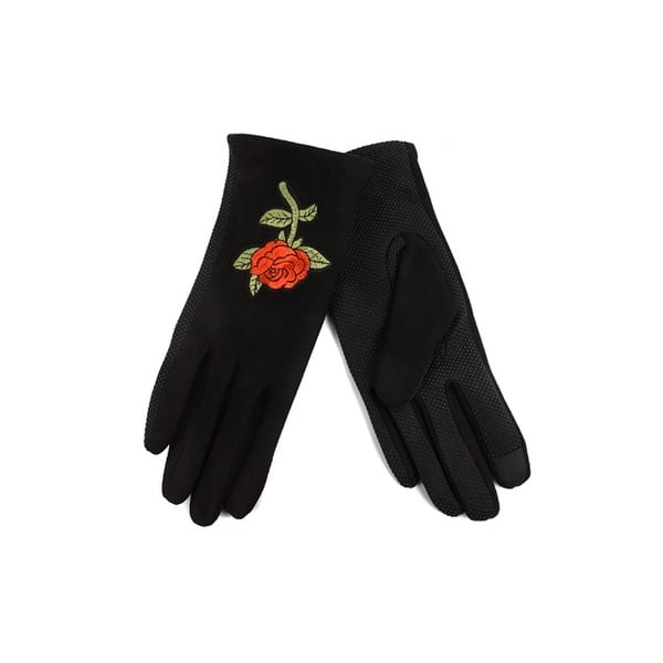 Shop Women S Rose Embroidered Touch Screen Winter Gloves With