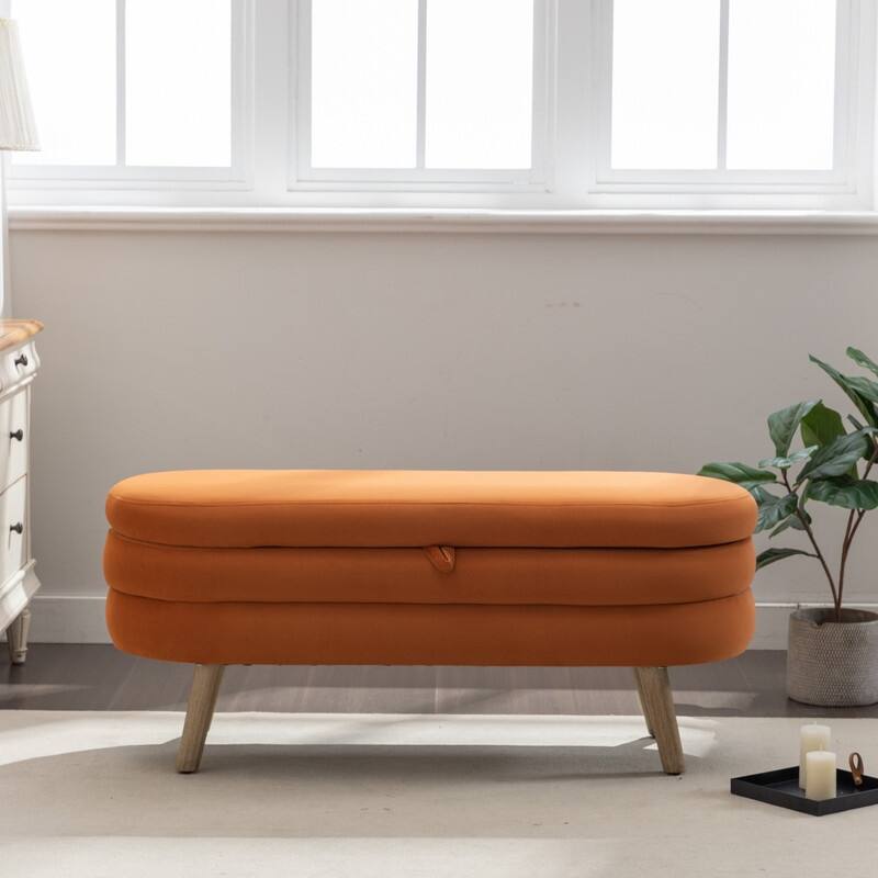 44.88" Seat Widths Soft Velvet Storage Ottoman Footrest Stool
