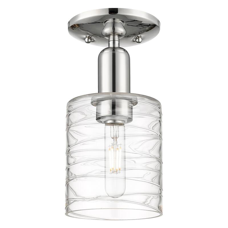 Innovations Lighting Endless Possibilities Arcadia - Cobbleskill - 1 Light 5" Semi-Flush Mount - Deco Swirl/Polished Nickel