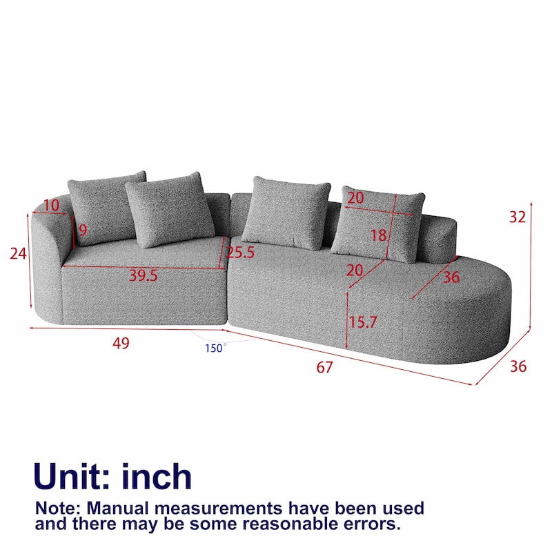 GDFStudio - Thalric Chenille 4-Seater Oversized Sectional Sofa with Pillows