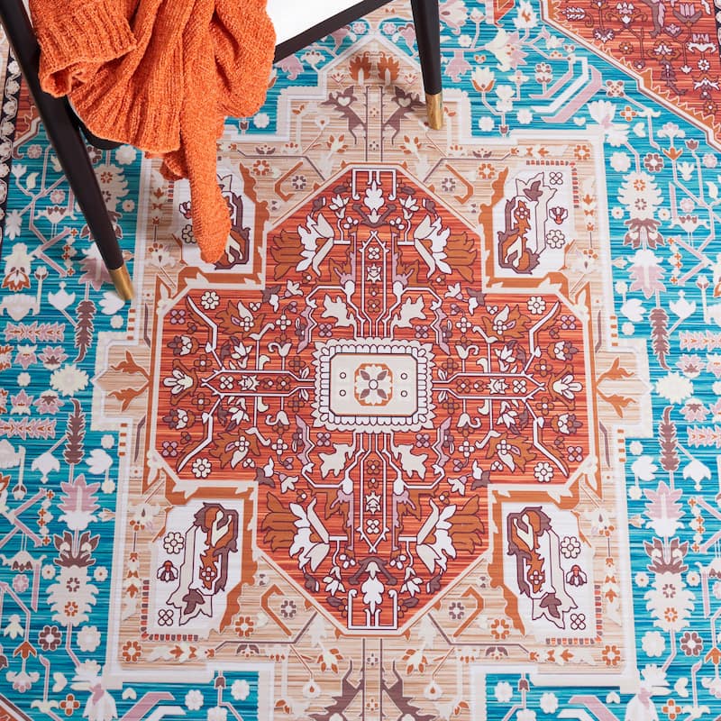 SAFAVIEH Tucson Machine Washable Slip Resistant Einhildur Oriental Medallion