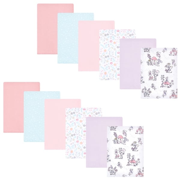 slide 1 of 1, Hudson Baby Infant Girl Flannel Burp Cloth 12pk, Garden Fairies, One Size - Garden Fairies - One Size One Size - Garden Fairies