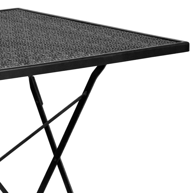 28'' Square Indoor-Outdoor Steel Folding Patio Table - 28"W x 28"D x 28"H