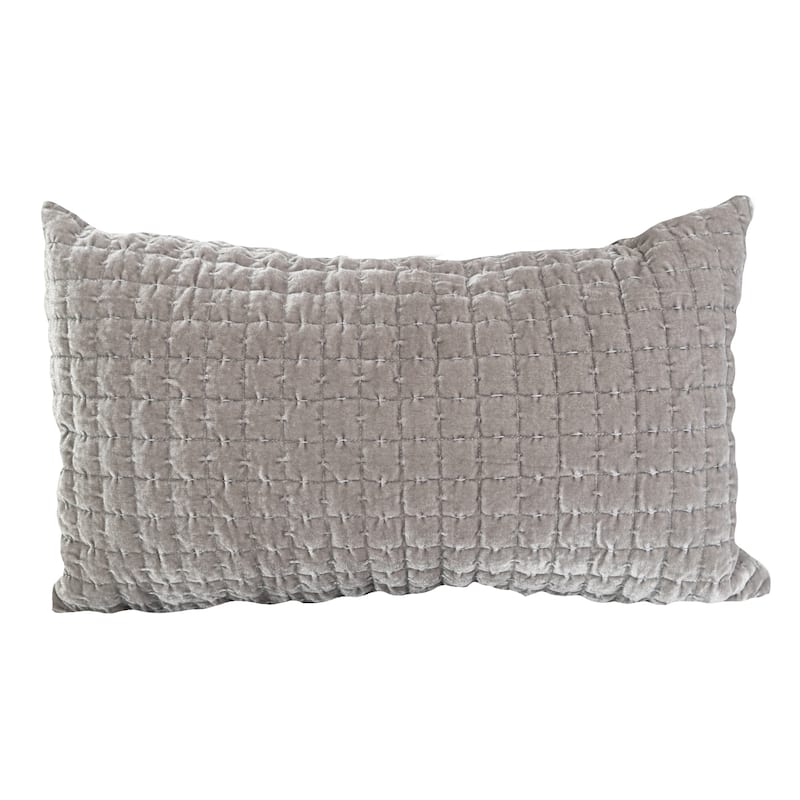 Layla Quilted Velvet Accent Pillow Cushion 12x20 Grey - Grey