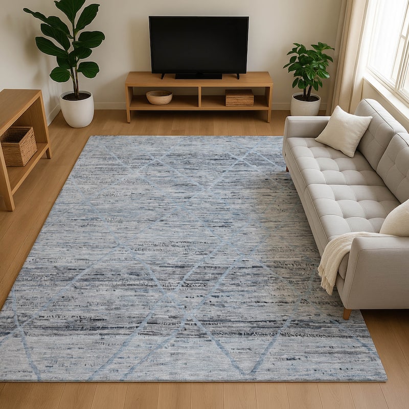 Premium Washable Super Soft Modern Global Mayfield Rug - Blue - 2'6" x 3'10"