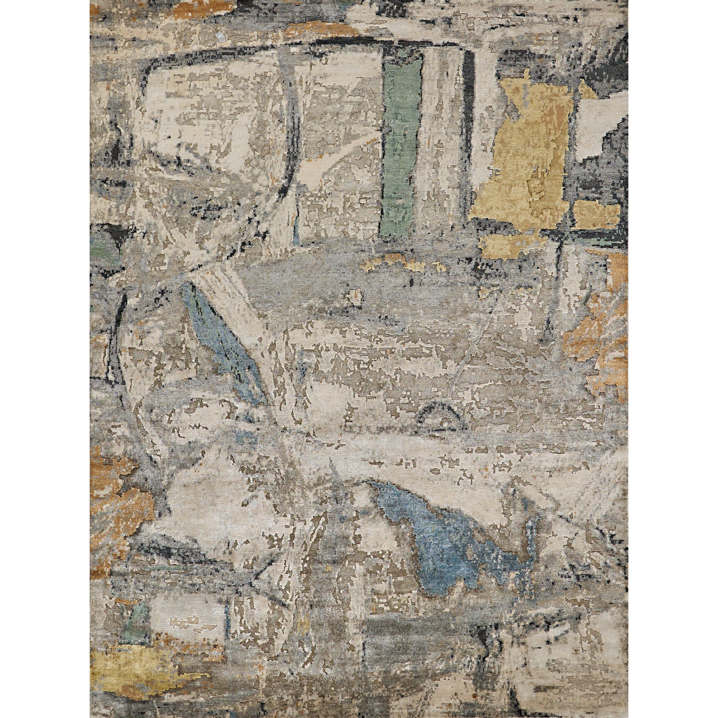 Floor Art hand-knotted Bamboo Silk Blue/Silver/Multi Area Rug - 8' x 10'