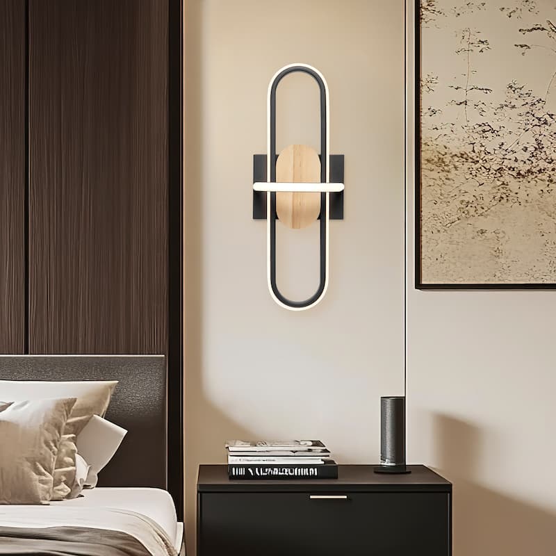 Wall Lamp Black & Wood - N/A - WoodandBlack