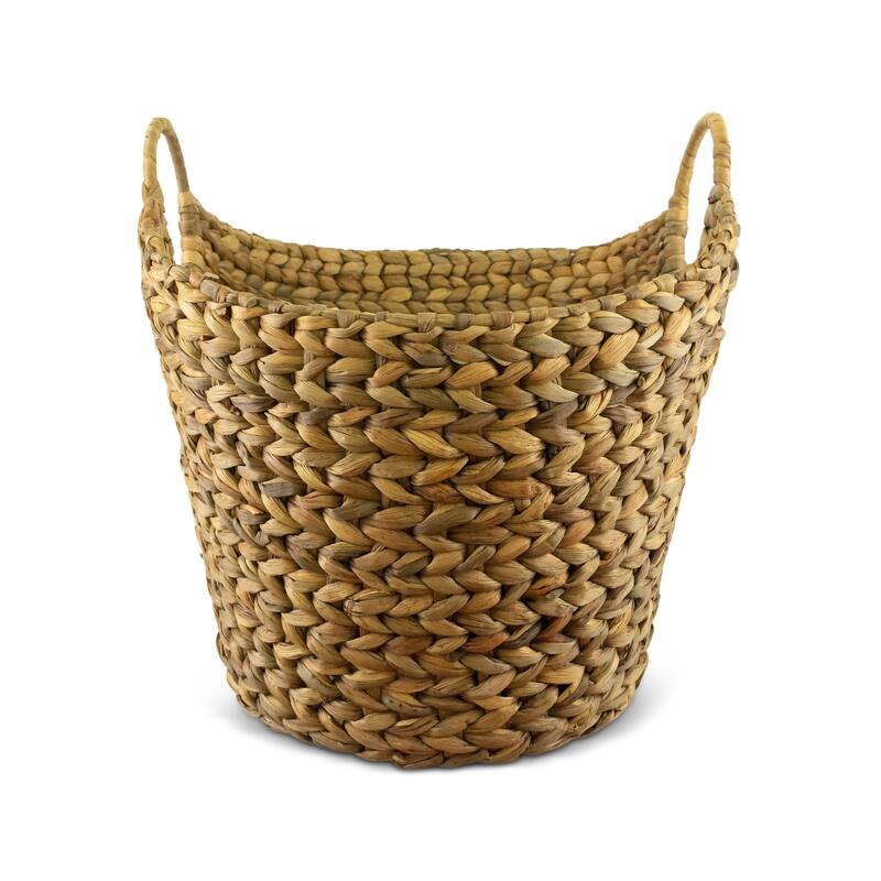 Extra Large Hand Woven Water Hyacinth Storage Basket Shelf Organizer Rectangular Wicker Baskets with Handles 19 x 16 x 14 inches
