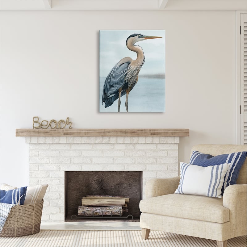 Stupell Coastal Heron Portrait Canvas Wall Art Design by Grace Popp