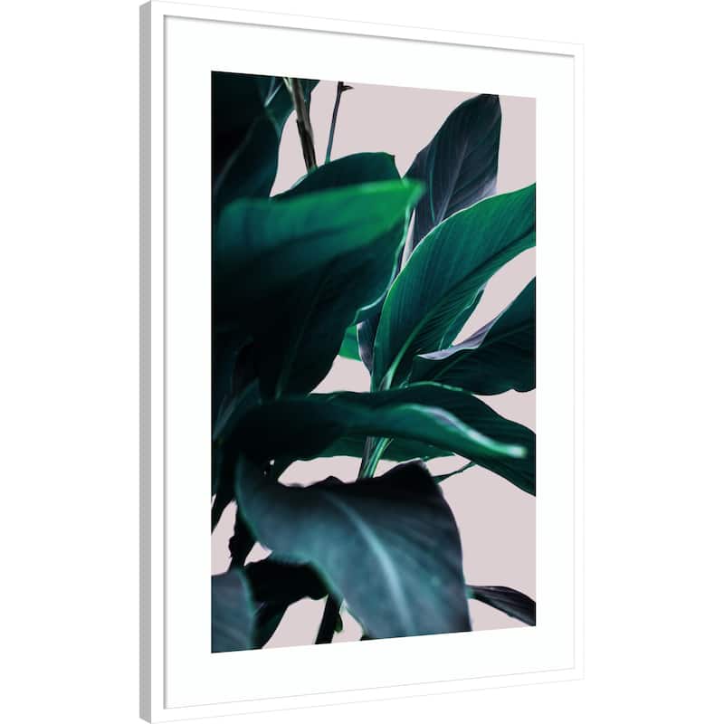 Elegance Of Tropical Leaves by Mareike Bohmer Wood Framed Wall Art Print