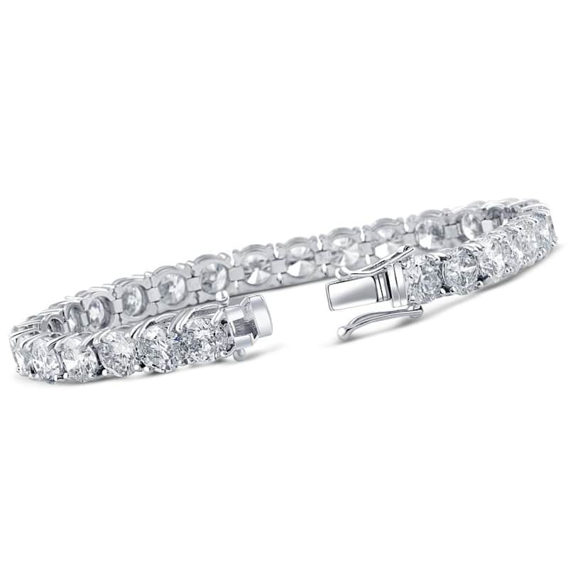 26.94Ct TW Round Diamond 7" Tennis Bracelet White Gold Lab Grown