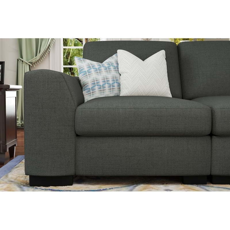 130" L-Shaped Modular Sectional Sofa with Movable Storage Ottoman