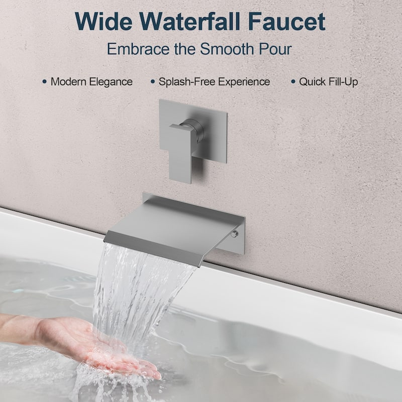 GRANDJOY Wall-Mount Waterfall Bathtub Faucets Single Handle Shower Faucets