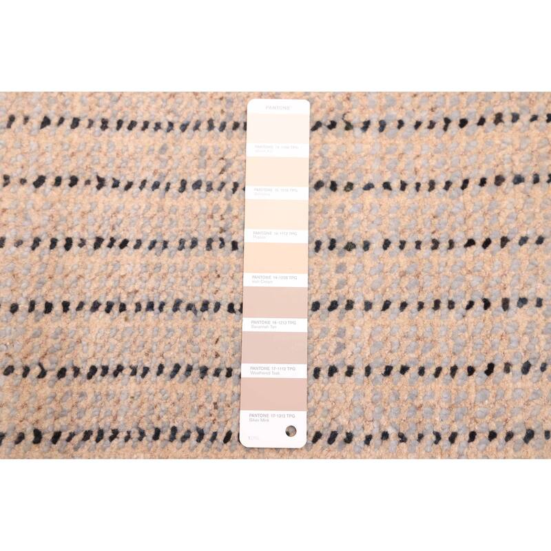 ECARPETGALLERY Hand-knotted Silk Shadow Tan Wool Rug - 6'1 x 9'3