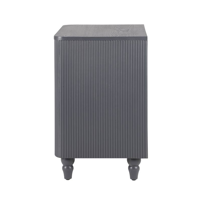 3 Drawers Nightstand Bedroom Bedside Table Sofa End Table with Wooden Gourd Legs