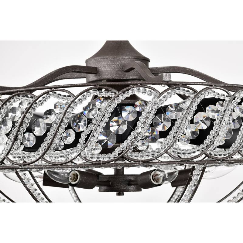 Sandi 24 Inch Glam Crystal Fandelier 6 Light with Remote