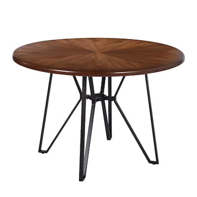 45" Mid-century Round Dining Table with Metal Legs