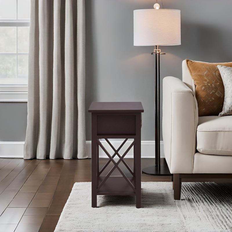 Wooden Nightstand Bedside Table with Drawer - Small Bedroom End Table for Bedrooms
