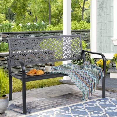 Outdoor Metal Garden Bench Patio Park Bench