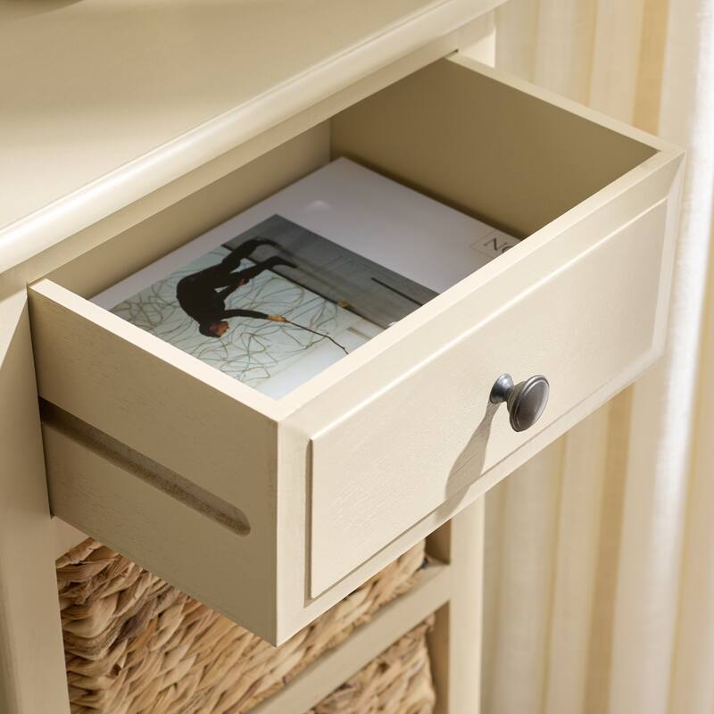 SAFAVIEH Hermine Distressed Black 4-Drawer Storage Side Table - 15" x 11.8" x 35.8" - 15"W x 12"D x 36"H