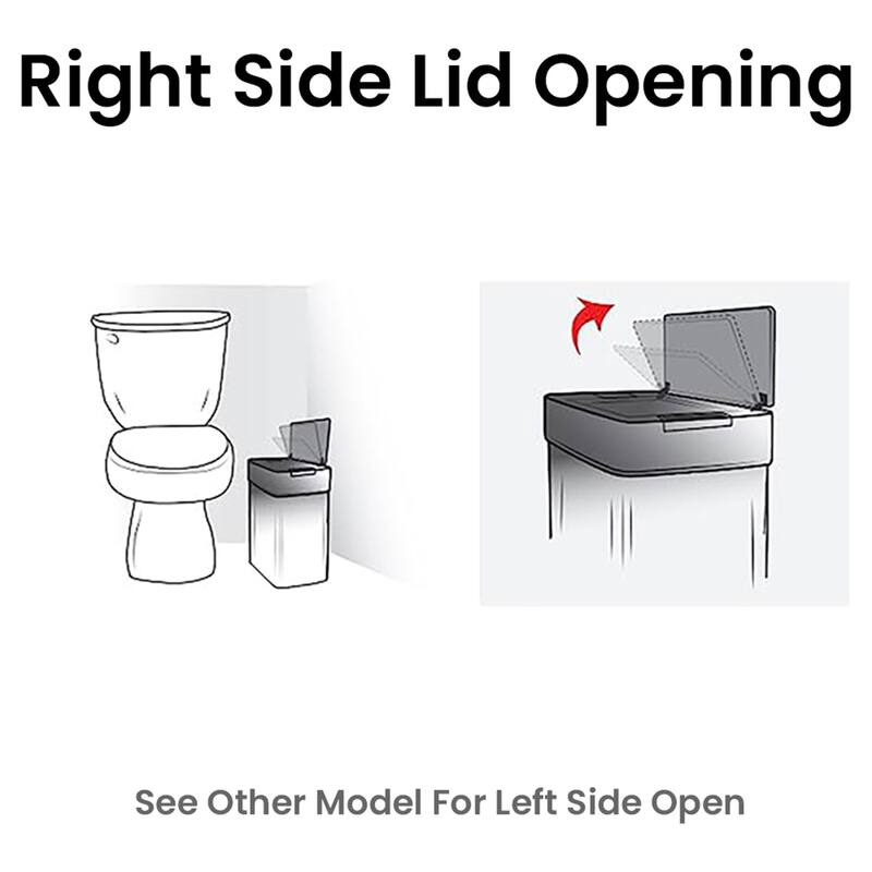 iTouchless 4 Gallon / 15 Liter Slim Stainless Steel Sensor Bathroom Trash Can (Right) with Odor Filter