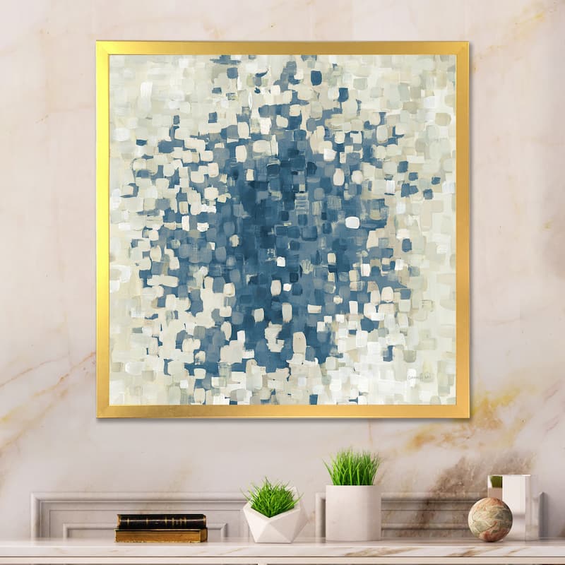 Designart "Geometric Blue Spots" Modern & Contemporary Framed Art Print