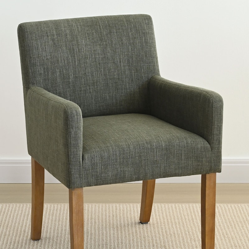 Linen Upholstered Armchair with Solid Wood Legs(Set of 4)
