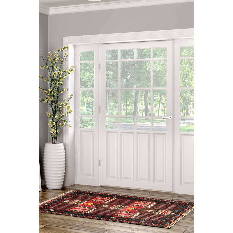 ECARPETGALLERY Hand-knotted Teimani Dark Red Wool Rug - 2'10 x 4'11